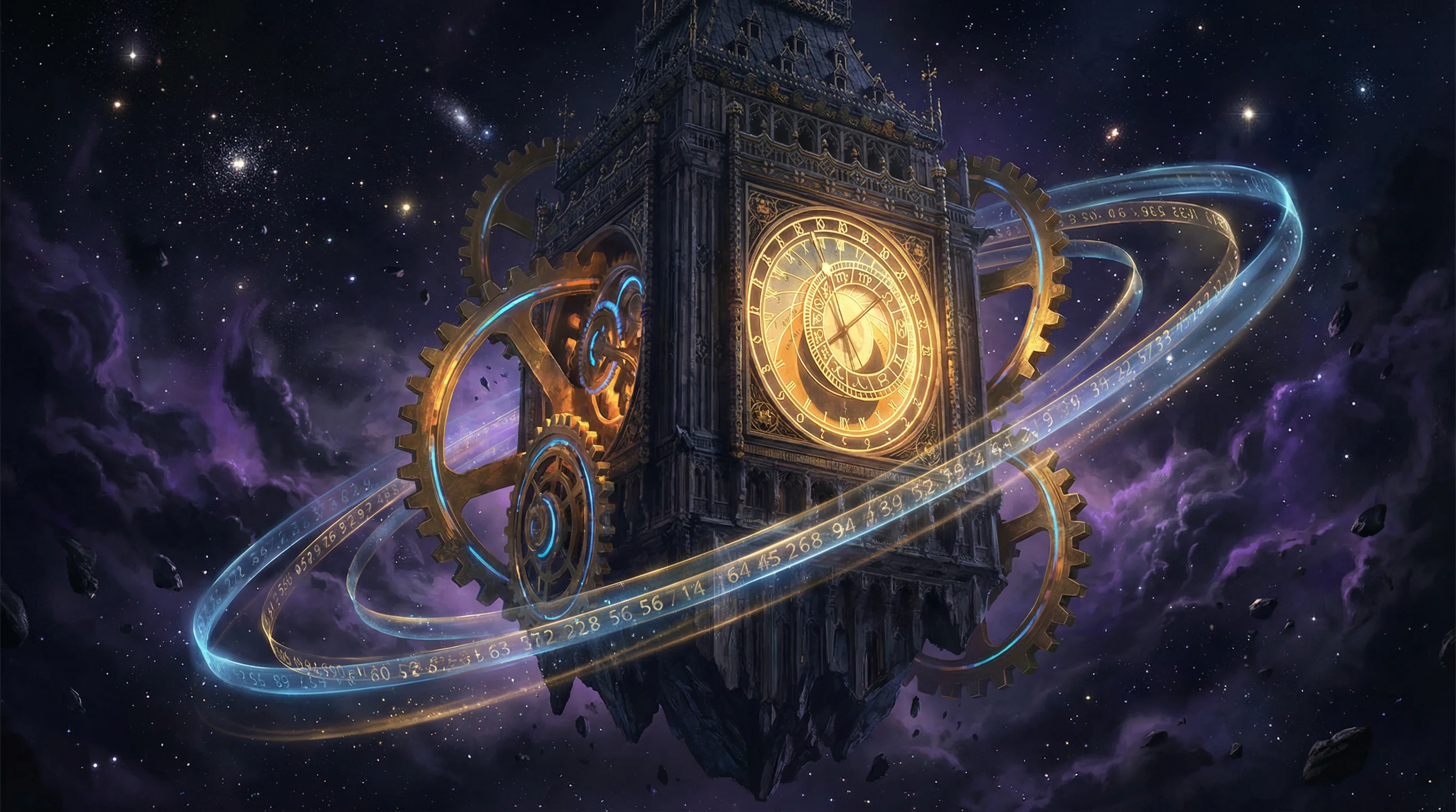 深邃时空星云背景，象征 排列三 的宇宙奥秘